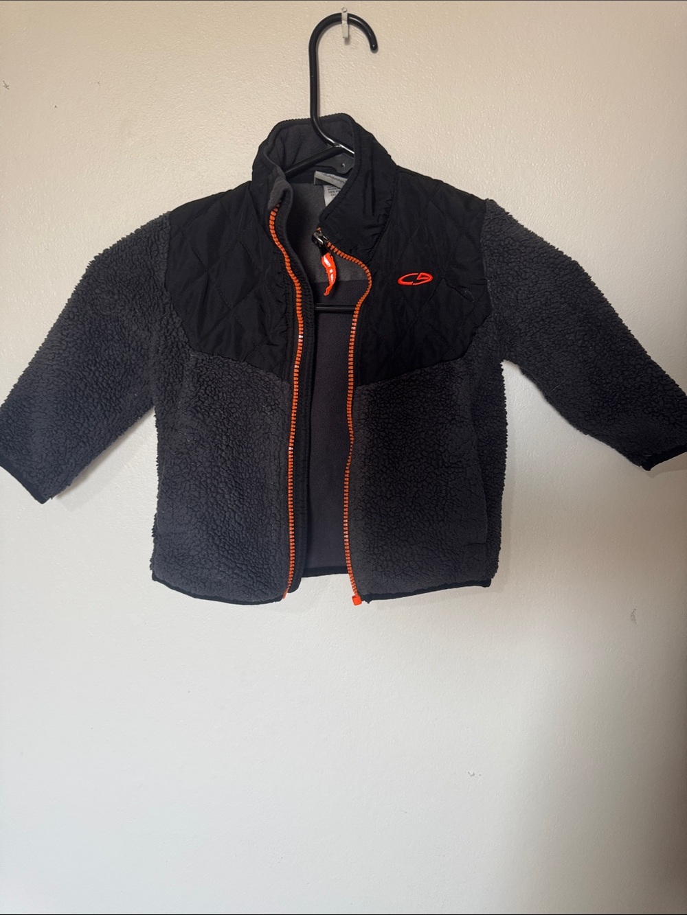 Champion Kids Black Sherpa Jacket with Orange Trim